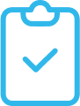 Get Results Get results blue icon with clipboard and checkmark
