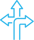 Tailored Guidance Blue icon of 3 arrows